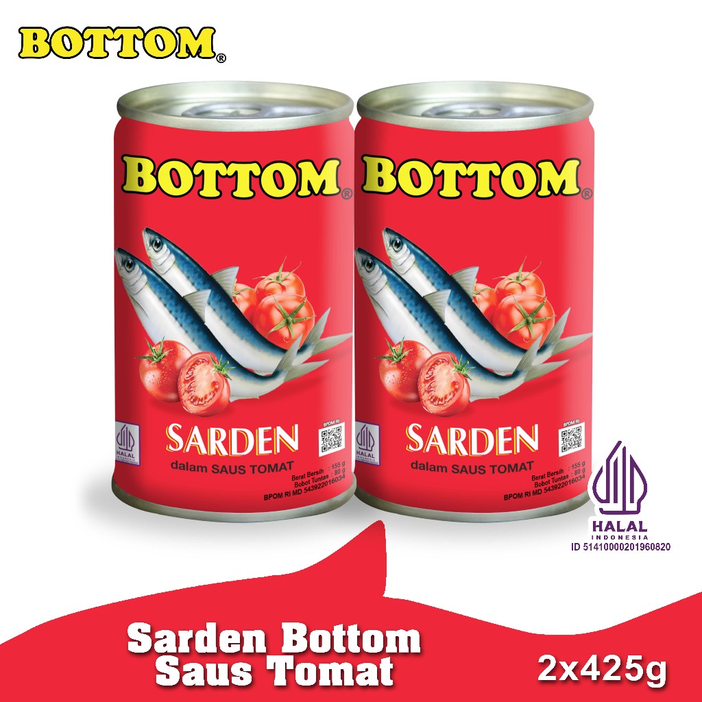 

Paket 2 pc Bottom Sarden saus tomat Makanan Ikan Kaleng 425 g