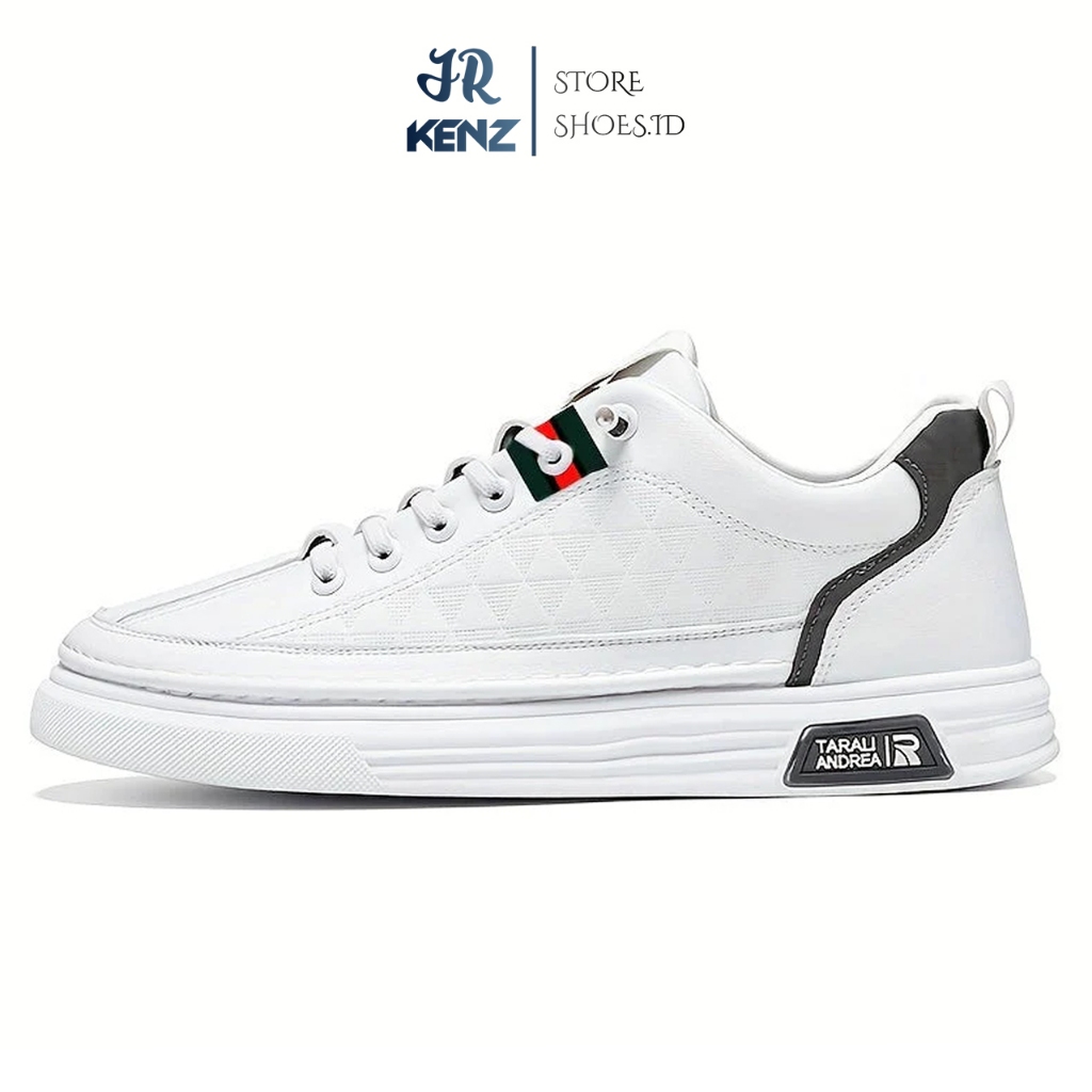 Sepatu Pria Casual Putih Simple Keren Sneakers Pria Dewasa White Fashion Shoes Import Terbaru
