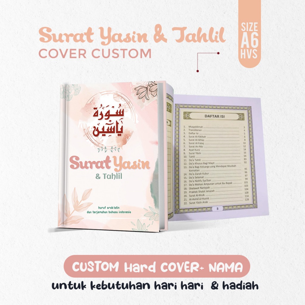 Buku Surat Yasin Tahlil & Doa + Custom Soft Cover - Nama , Untuk Kebutuhan sehari-Hari dan Ziarah Ku