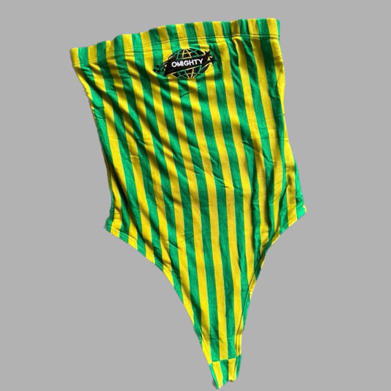 PRELOVED OMIGHTY ORI BODYSUIT WOMEN TOP IN STRIPE GREEN Y2K STRETWEAR STYLE