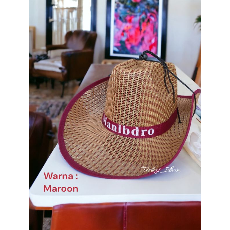 Topi Koboy Anyam Rotan Cowboy Hat Anyam