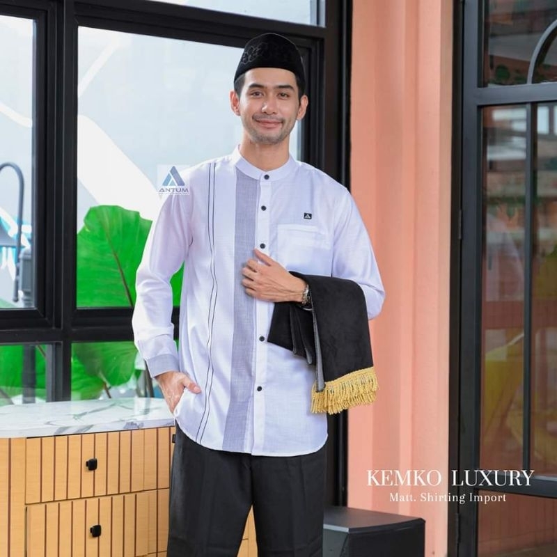 Kemko luxury - kemeja Koko lengan panjang - M-L-XL-XXL white Exclusive antum