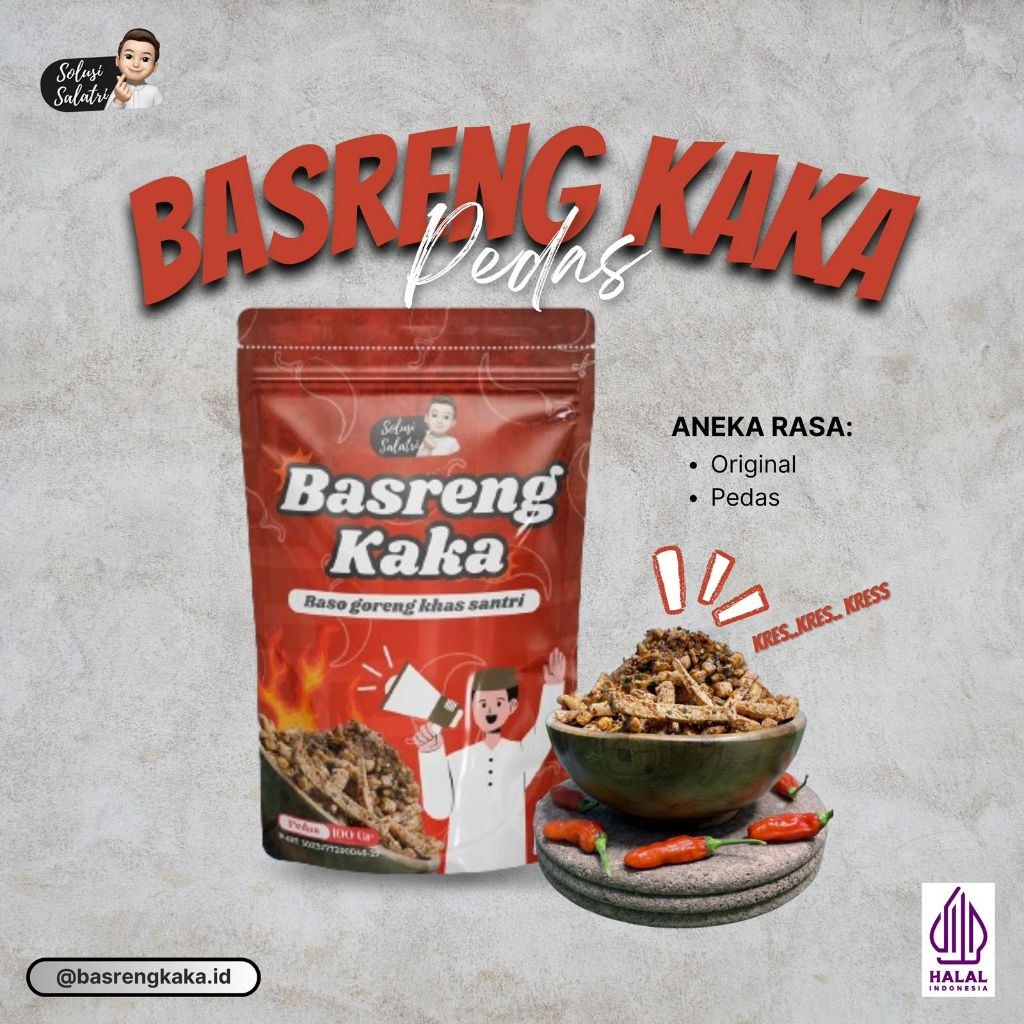 

Basreng Kaka - Baso Goreng Khas Santri - Pedas Daun Jeruk 100 gram
