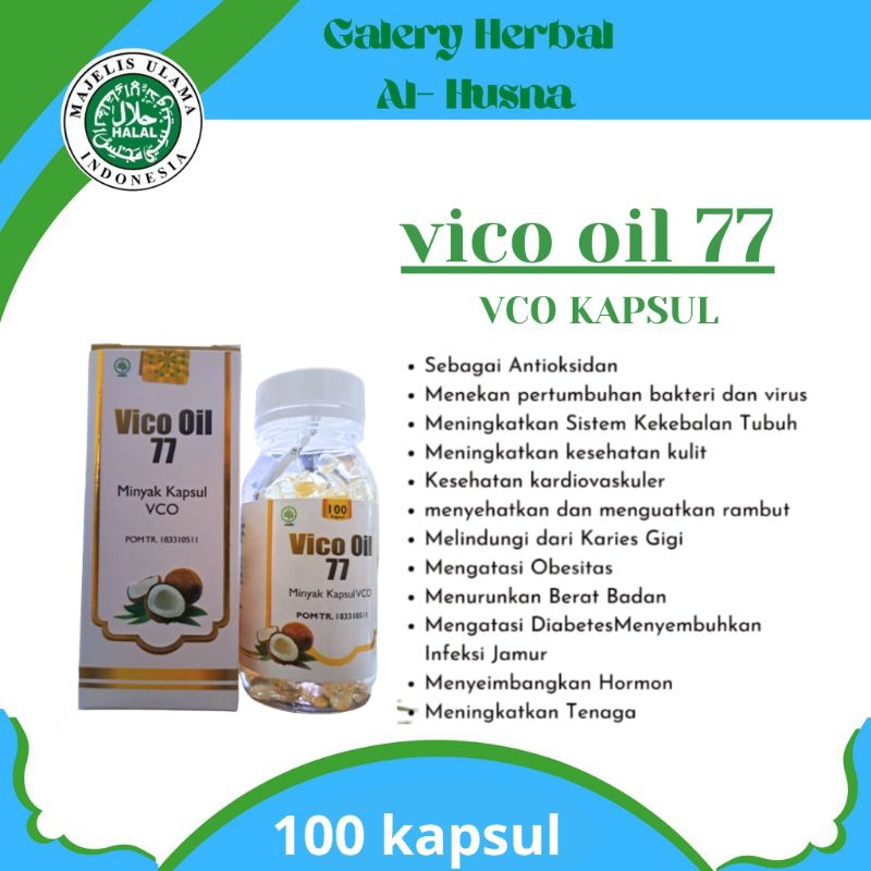 VCO Kapsul Vico Oil 77 kemasan 100 kapsul Virgin coconut oil