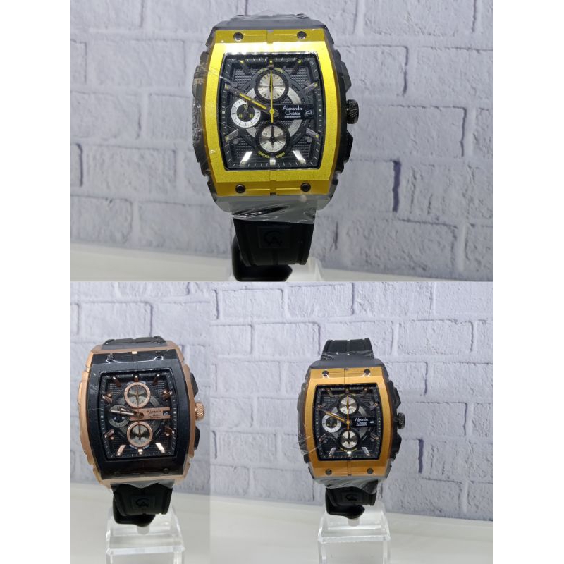 Jam tangan pria Alexandre Christie AC 6598 MC Rubber Strap Original