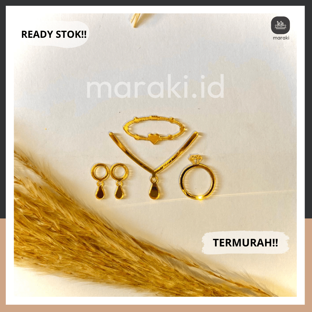 1 SET PERHIASAN MAHAR Replika | Replika Perhiasan Mahar | Dekorasi Mahar | Mahar Akrilik Gold