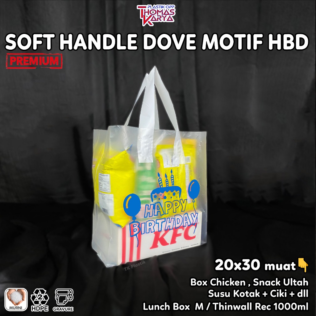

RB Softhandle Bag 20x30 Motif Happy Birthday Pink isi 50 Kantong Plastik Bingkisan Snack Ultah / Tas