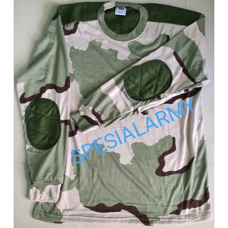 KAOS LORENG LENGAN PANJANG GURUN PASIR KOMBINASI HIJAU