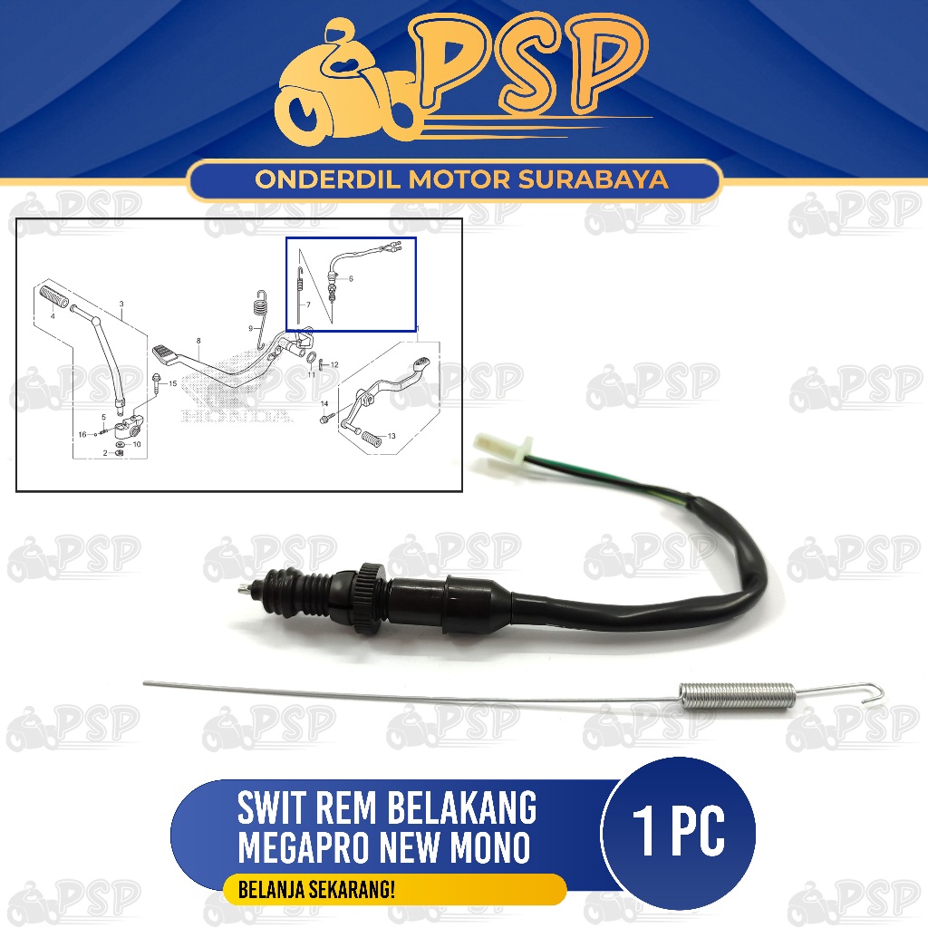 Swit Rem Belakang Megapro New Mono - Switch Suit Suwit Rim Brake Break Kaki Bawah Lampu Stop