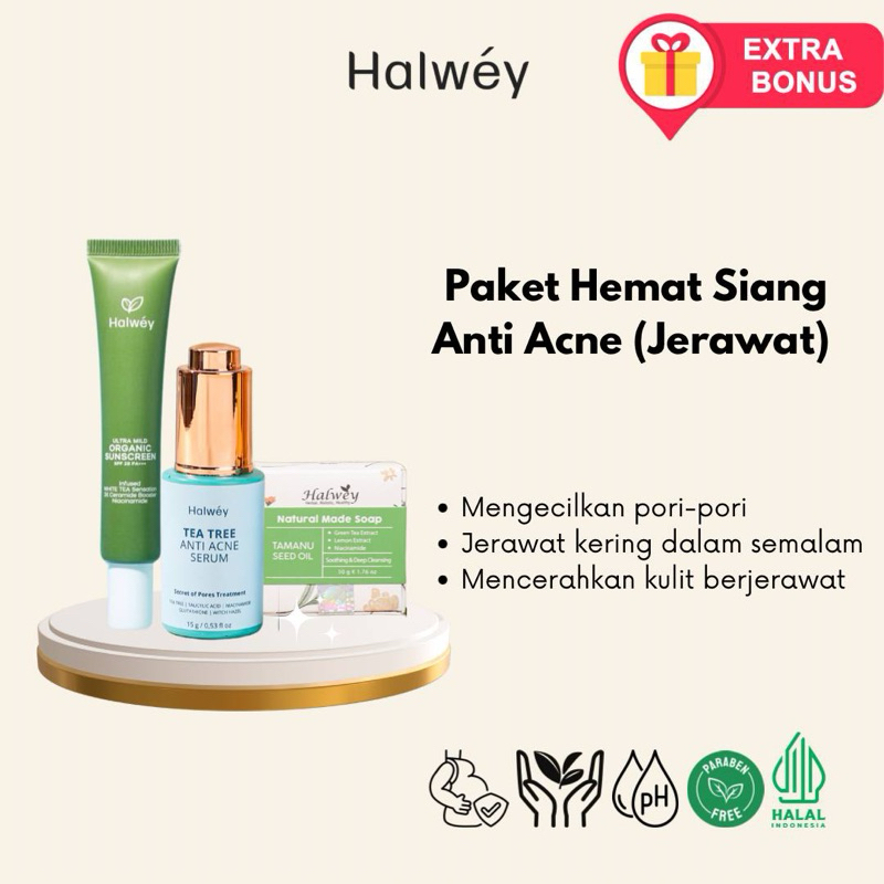 HALWEY SKINCARE INDONESIA PAKET HEMAT SIANG ANTI ACNe