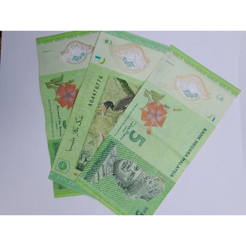 koleksi Ringgit  Malaysia pecahan 1Ringgit dan 5Ringgit bahan polymer original