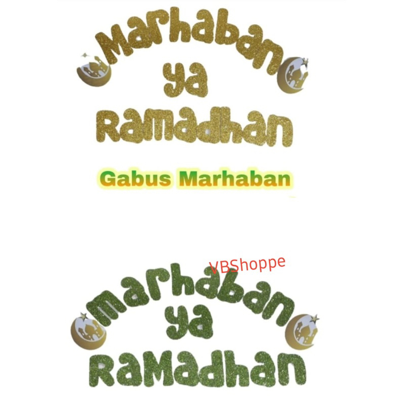 JUMBO TULISAN SELAMAT IDUL FITRI MARHABAN YA RAMADHAN GABUS STEROFOAM HIASAN DEKORASI LEBARAN HIJAU 