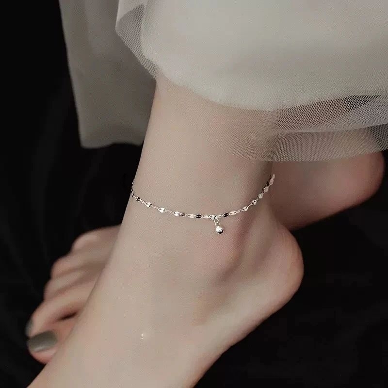 gelang kaki wanita bulat boba titanium 100% tidak luntur