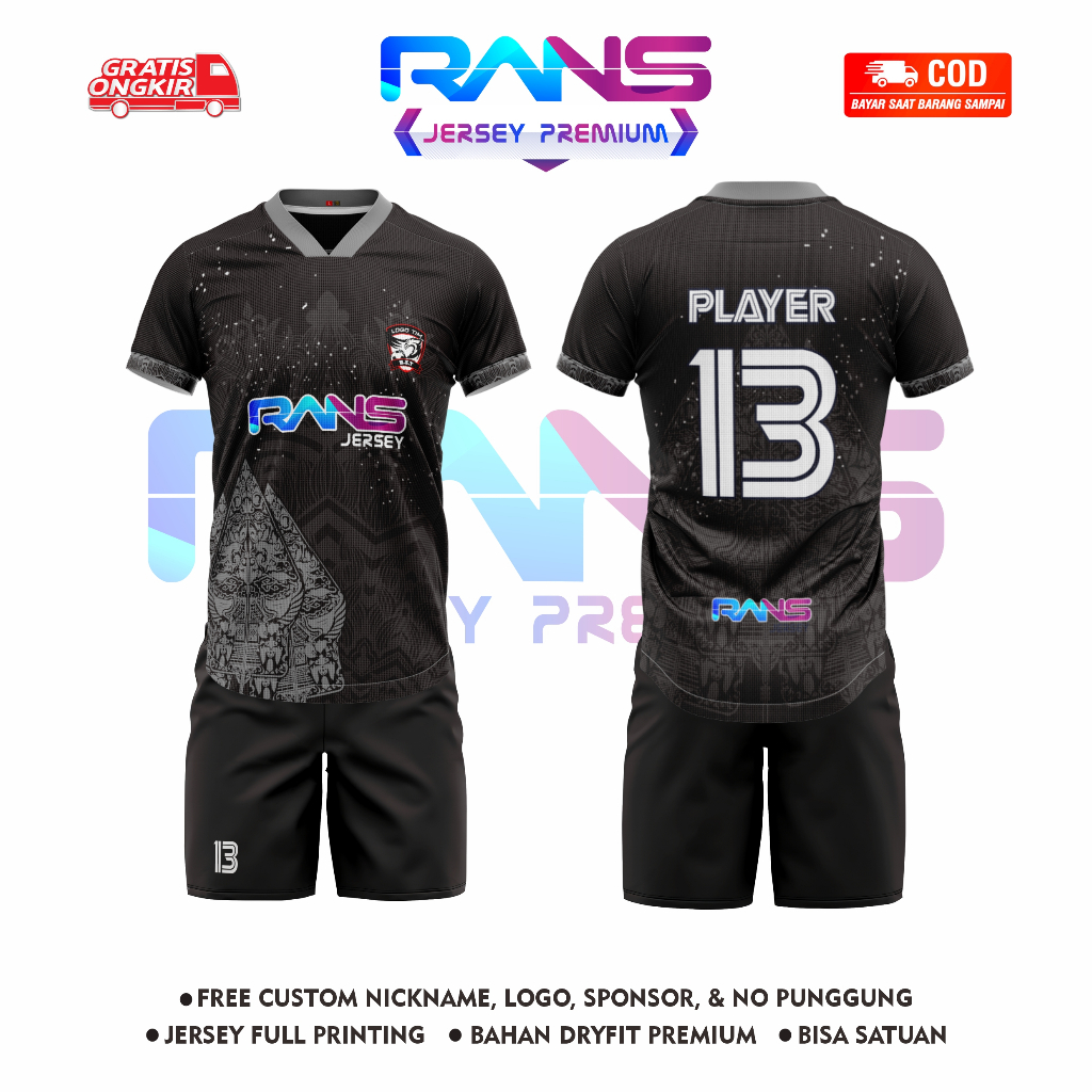 JERSEY SEPAK BOLA/FUTSAL WAYANG FULL PRINTING GRATIS DESAIN SEPUASNYA