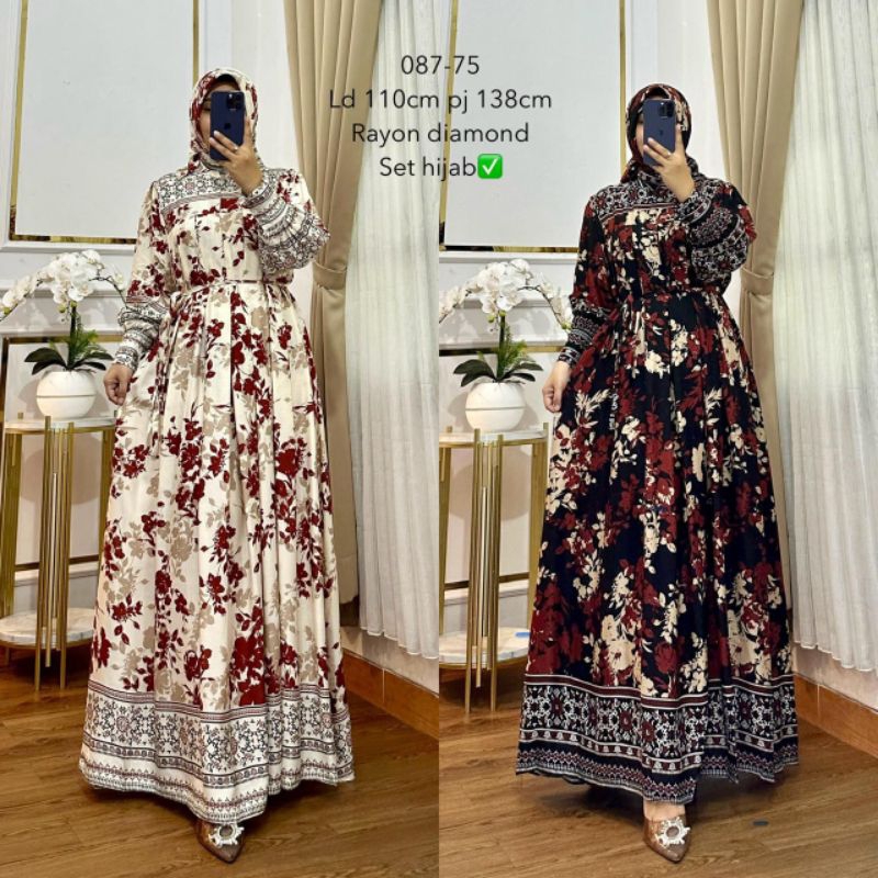 GAMIS WANITA SET HIJAB IMPORT MODEL TERBARU SUPER MEWAH/GAMIS WANITA IMPORT PREMIUM