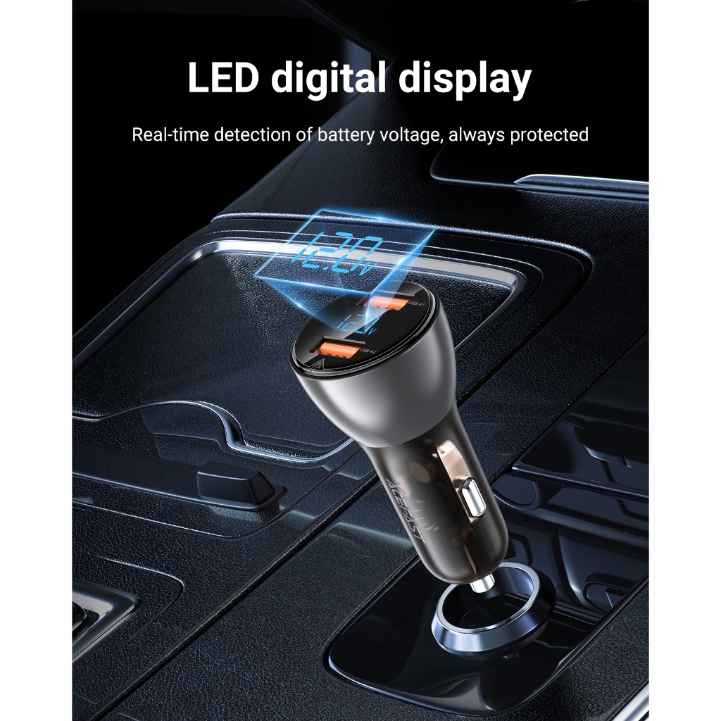 Himwebstore - ACEFAST Car Charger Mobil Digital Display ACEFAST PWRup B7 Dual Fast Charging