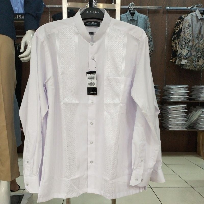 ALISAN BAJU KOKO PUTIH MOTIF HALUS