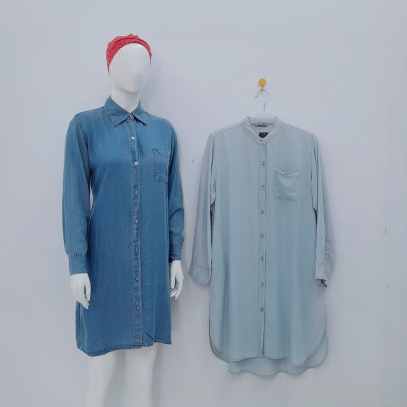 Tunik wanita Denim import/ tunik muslim denim premium