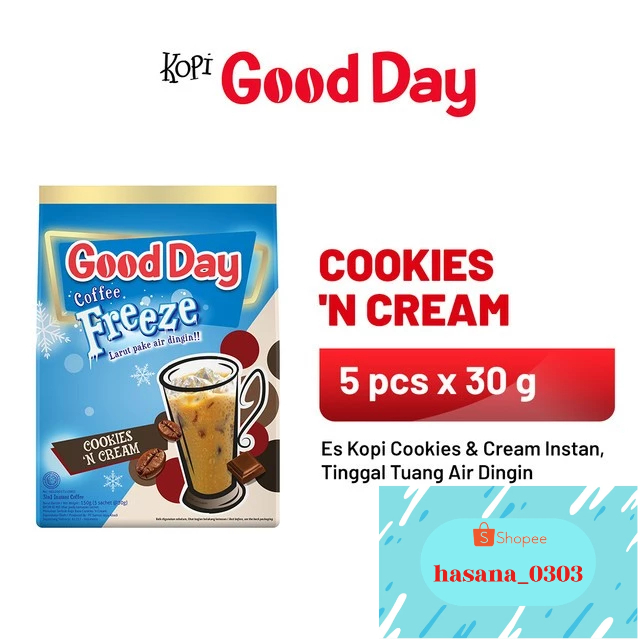 

1 BAG GOOD DAY Coffee Freeze Cookies n Cream 1BAG ISI 5 SACHET