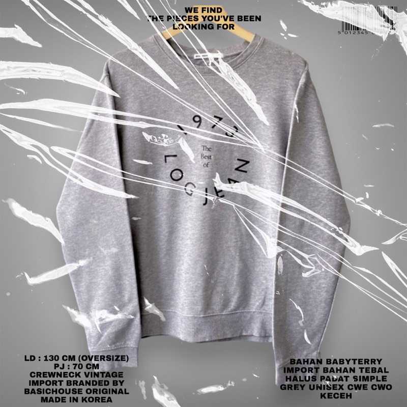 Basic house original/grey/oversize sweater/korean style/graphic/print/crewneck