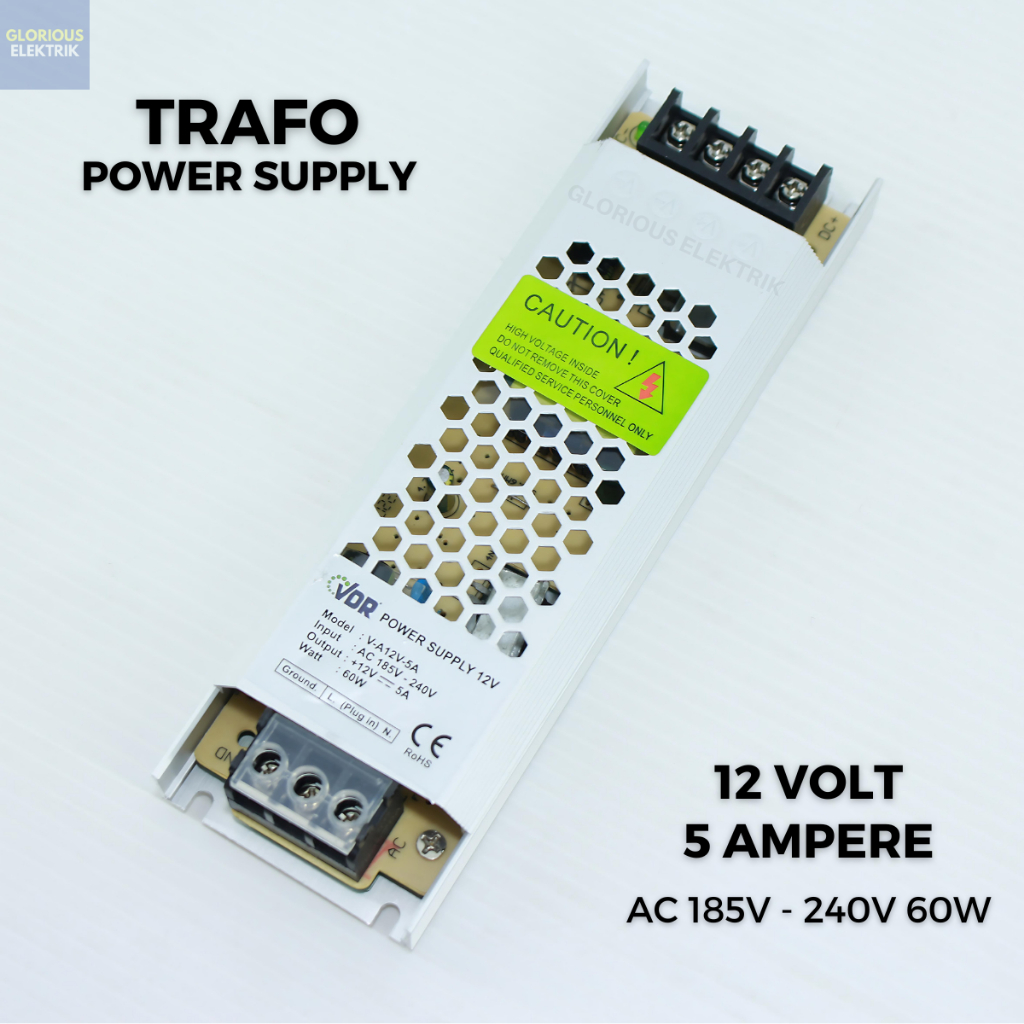 T2T Trafo / Travo / Adaptor / Power Supply 12V 5A 5 Ampere CCTV Led Strip RBU