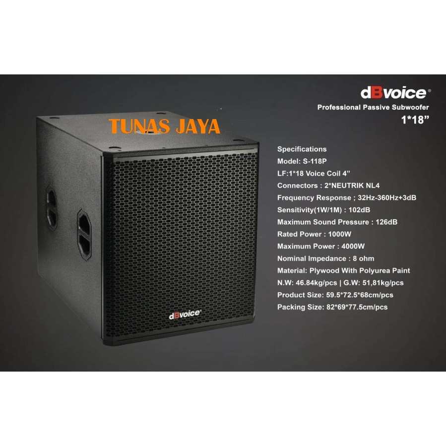 SUBWOOFER PASIF DB VOICE S 118P  S118P 18 INCH ORIGINAL DBVOICE S -118P