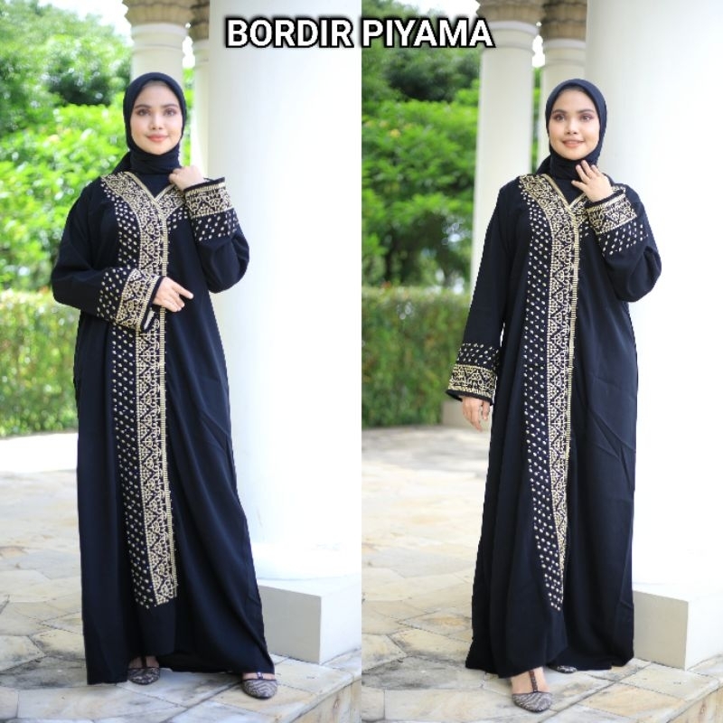 abaya gamis hitam arab bordir piyama jetblack saudi ori adem