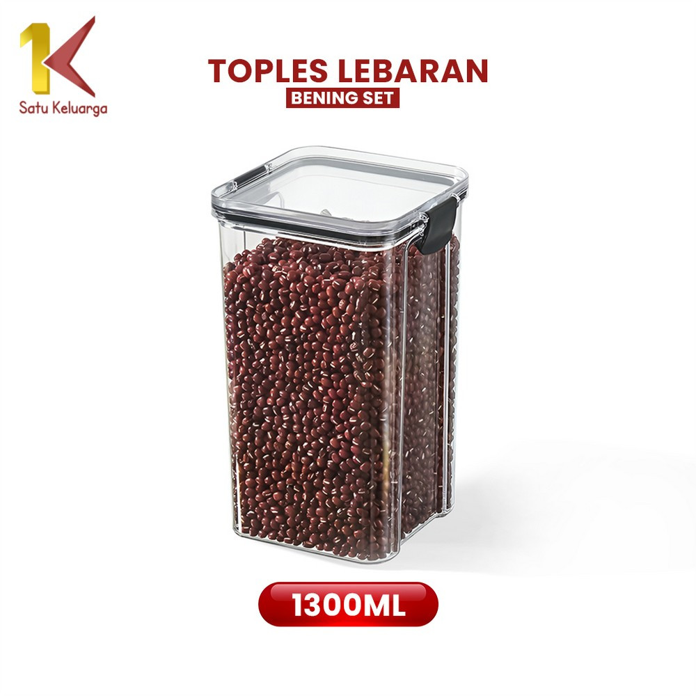 Satu Keluarga Toples Lebaran Kotak Bening 1300ML C1043 Kotak Penyimpanan Kue Kering / Wadah Snack Fo