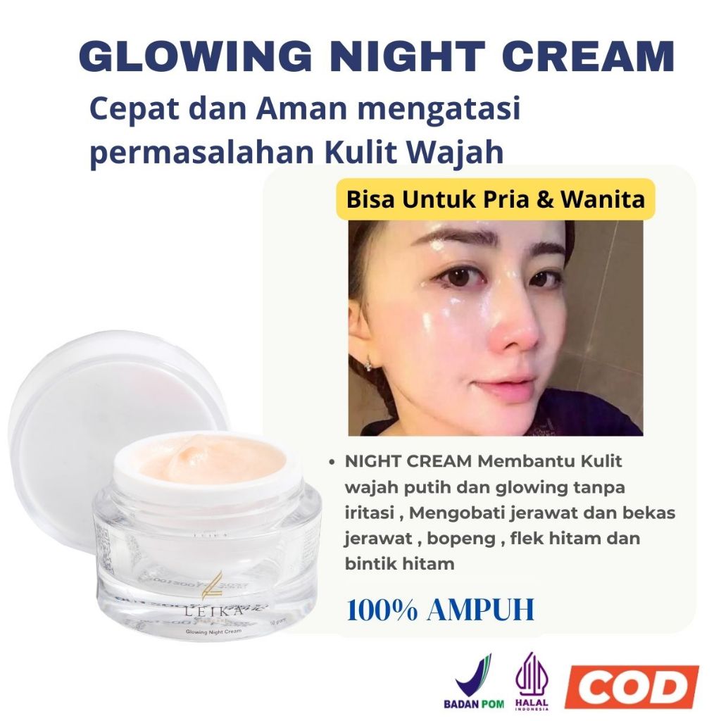 Ampuh Permanen Night Cream Pemutih Wajah cream muka glowing bpom memutihkan wajah skincare glowing b