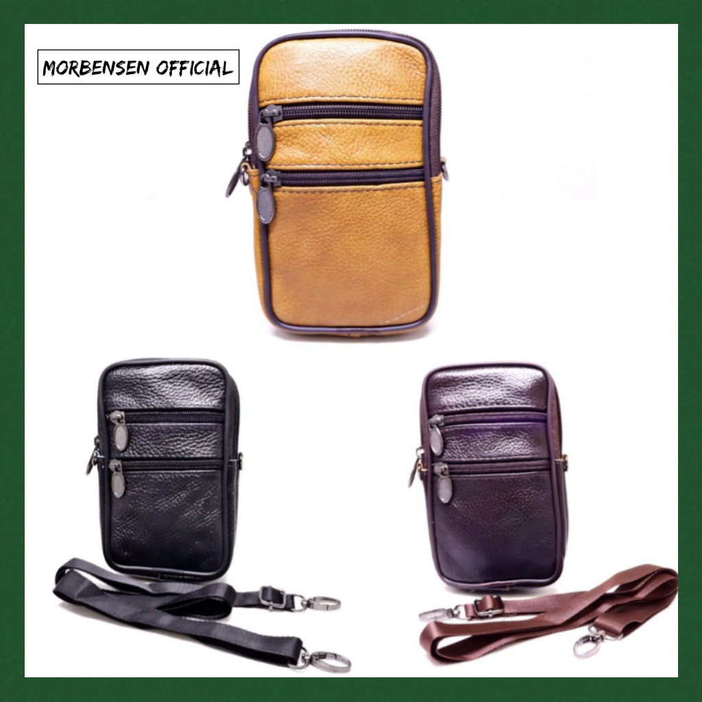 TAS HP PRIA KULIT ASLI PREMIUM / TAS PINGGANG PRIA BAHAN KULIT ASLI UNTUK HP DAN IKAT PINGGANG / DOM