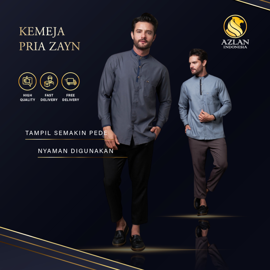 AZLAN Indonesia - Kemeja Koko Pria Zayn Baju Muslim Cowok Dewasa Kece