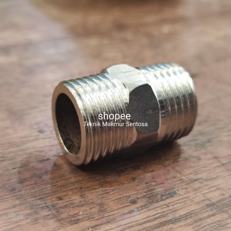 Double Nepel 1/2" Stainless Drat Luar 1/2 Inch