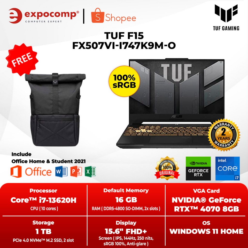 ASUS GAMING TUF F15 FX507VI-I747K9M-O CORE i7-13620H RTX4070 16GB 1TB