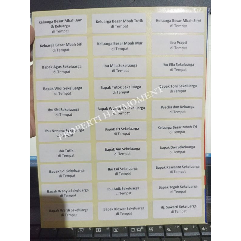

CETAK LABEL NAMA UNDANGAN 107 MURAH / LABEL MAKANAN/LABEL MERK/ PARFUM/ EXPIRED DATE, DLL. 1 JAM JADI.