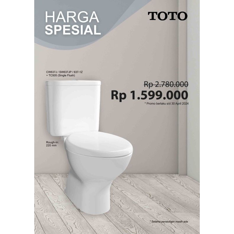 KLOSET DUDUK TOTO - KLOSET TOTO - CW 637 SINGLE FLUSH - TOTO