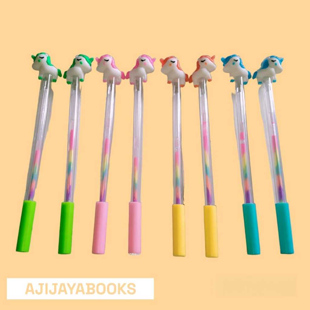 

PULPEN GEL 0.5 MM KARAKTER KUDA TINTA RAINBOW PENA PELANGI LUCU