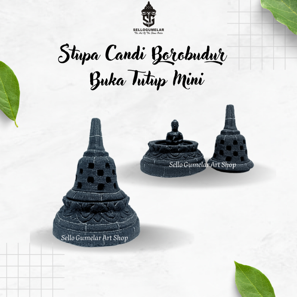 Stupa Candi Borobudur Buka Tutup Tinggi 9 cm || Pajangan || Dekorasi Rumah || Hiasan Aquarium || Pat