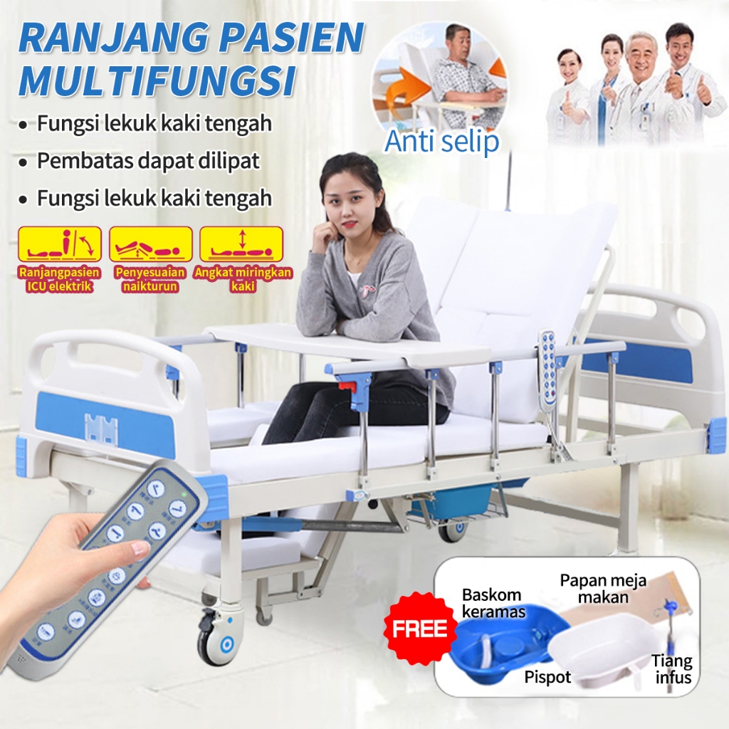 Bed Pasien Eleketrik Bed Pasien ICU Bed Pasien Elektrik 3 Motor Bed Ranjang Pasien Electric Remote