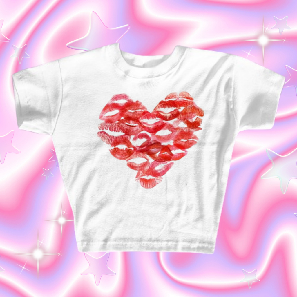 Croptop Love Kisses | Croptop Y2k Style | Croptop Wanita Y2k | Croptop Wanita Korean Style | Croptop