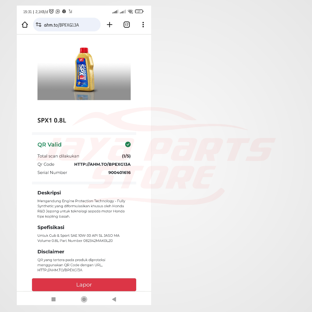 Maju Makmur ! Oli Ahm 100% Original - Mpx Spx Mpx1 Mpx2 Spx1 Spx2 - Oli Matic Bebek Sport