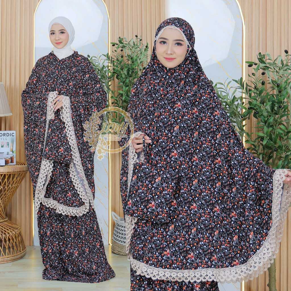 ILMY Mukena Sauzan 2in1 Rayon Viszcose Renda Giper Bunga Premium Adem Mewah Jumbo Terbaru Cantik Ele