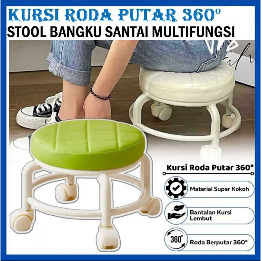 Kursi Roda Bulat Mini Putar 360° / Bangku Jongkok Busa Empuk Plastik Kecil Rendah Santai Anak Dewasa