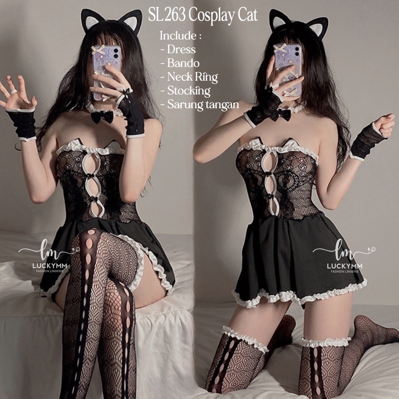 Sexy Lingerie Cosplay Cat Baju Sexy Kostum Kucing Wanita / Lingerie Cosplay Wanita 263