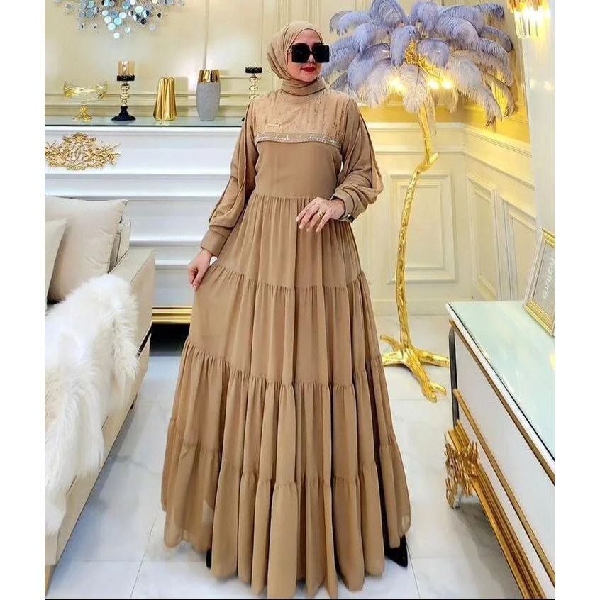 Sania Dress/Baju Lebaran Couple/Baju Muslim Wanita Terbaru 2024 Kekinian/Dress Kondangan/Fashion Mus