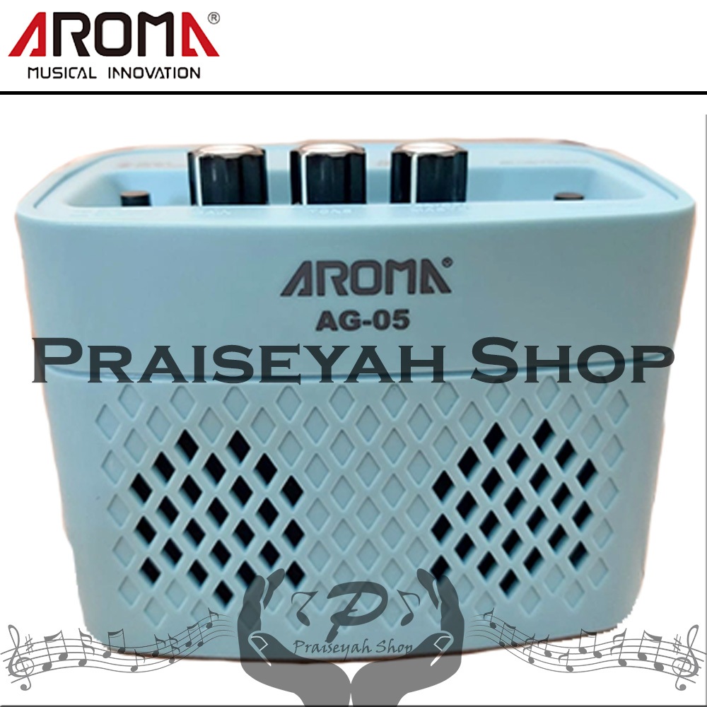 Amply Gitar Elektrik Mini Speaker Efek Distorsi Aroma AG-05 Biru