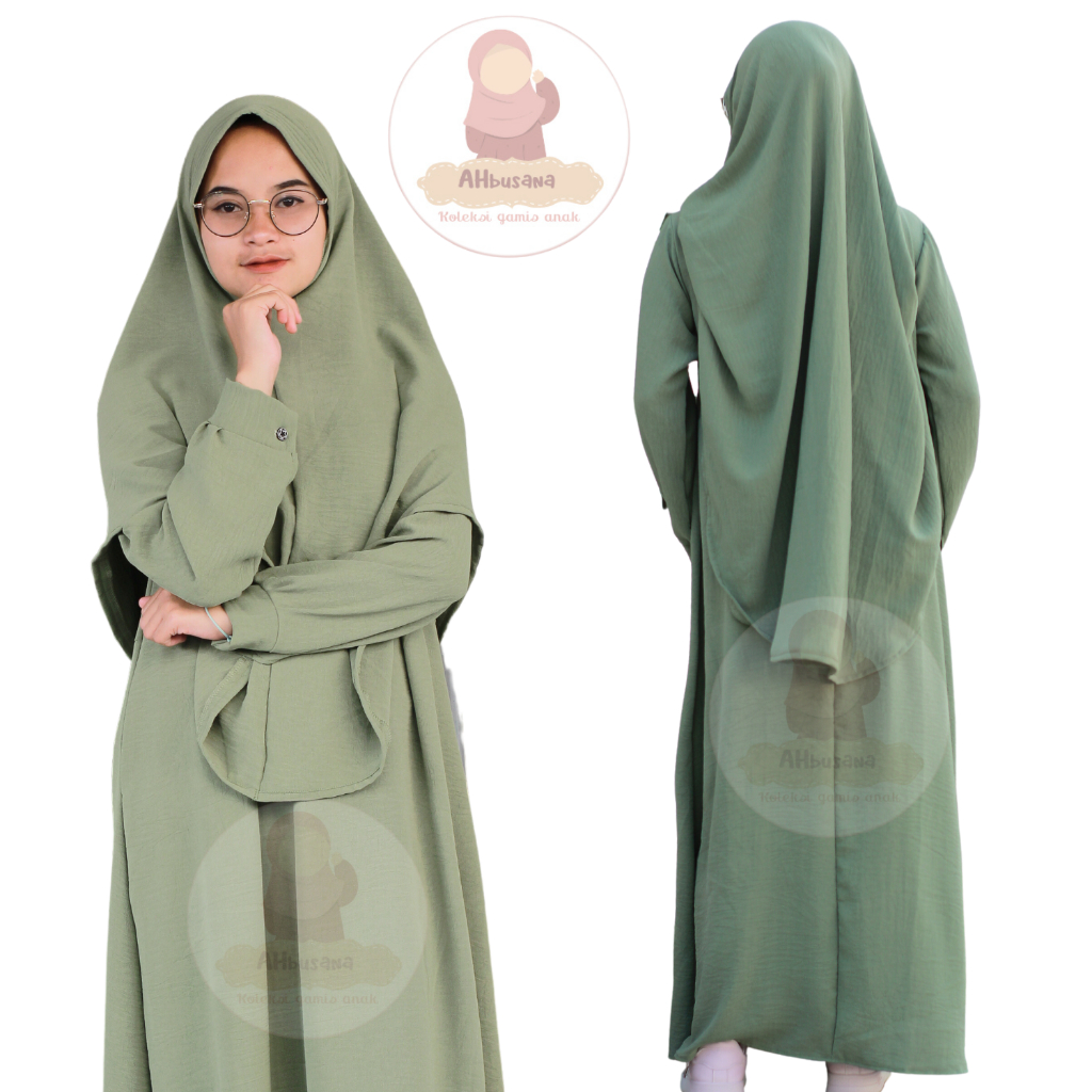 Gamis Polos Bersih AMANA SYARI untuk Remaja 15-18 Tahun dengan Khimar - AHbusana