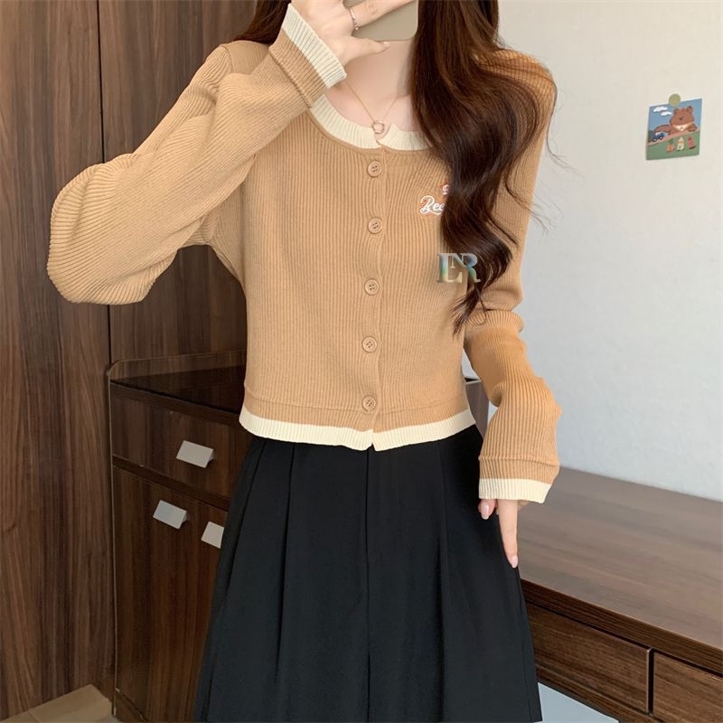 Atasan Kasual Bahan Rajut Full Kancing Depan Lengan Panjang Untuk Wanita Remaja Dewasa Fahion Style 