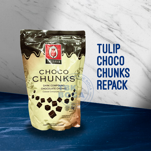 

Tulip Choco Chunks ( 250 , 1000 gr ) Repack Dark Compound Coklat Hitam Square Kotak