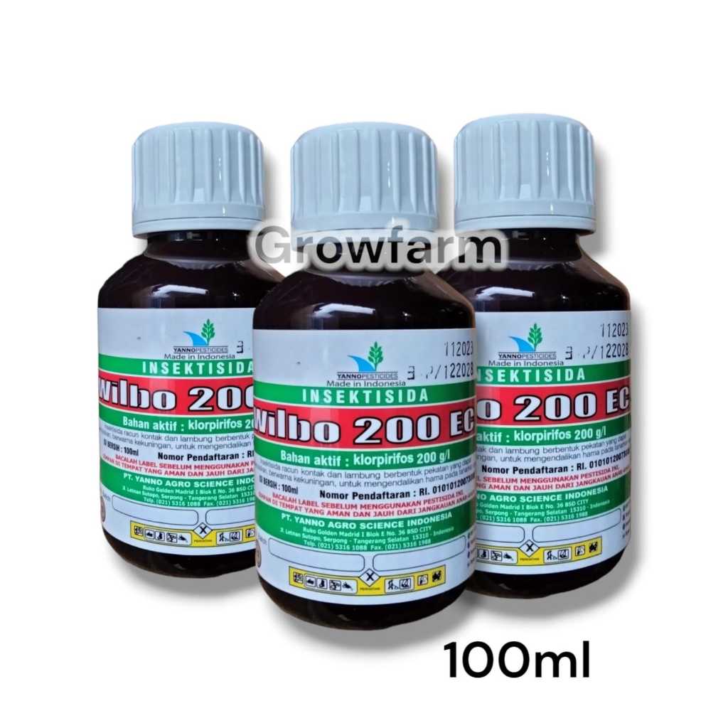 Wilbo 200EC 100ml Insektisida Klorpirifos 200g/l Mengendalikan Hama Ulat Grayak Yanno Agro Ronsha