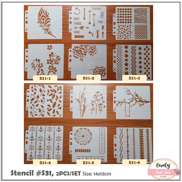 

S31 - 2pcs/set plastic stencil cetakan stensil lukis, craft, kue cake, scrapbook - plastik stensil 2PCS Cheaper